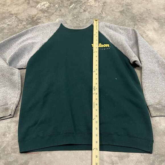 Vintage Wilson Athletic Crewneck Sweatshirt Forest Green Gold Mens L Made in USA - Picture 2 of 7